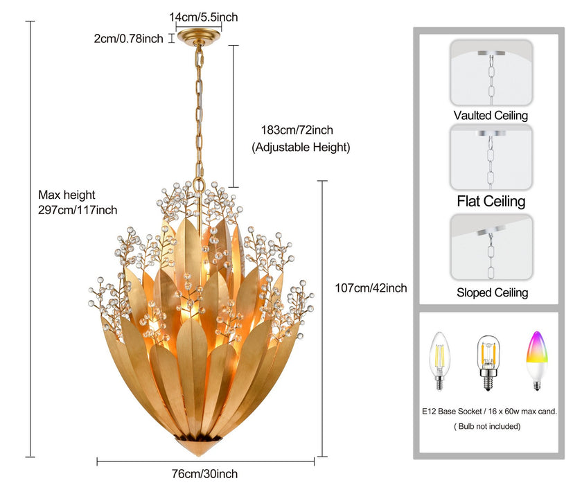 Arabela Lighting - 85133-16 - 16 Light Chandelier - Callista - Antique Gold Leaf