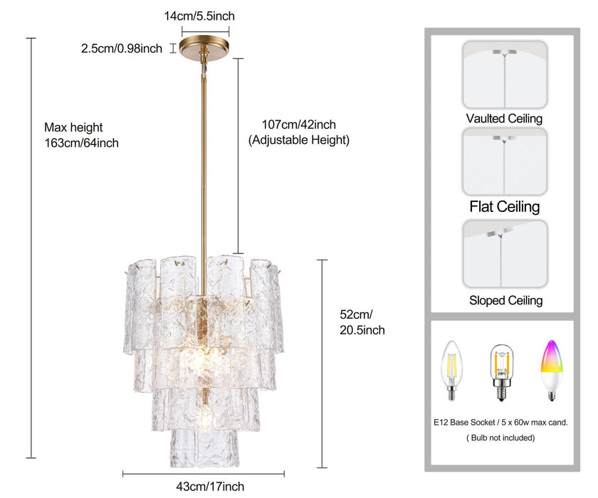 Arabela Lighting - 85161-5 - Five Light Chandelier - Fire and Ice - Lacquered Gold