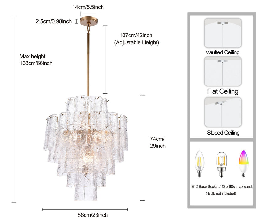 Arabela Lighting - 85162-13 - 13 Light Chandelier - Fire and Ice - Lacquered Gold