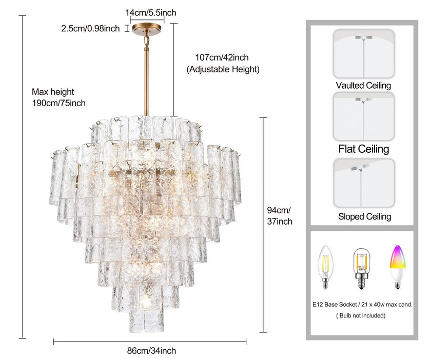 Arabela Lighting - 85163-21 - 21 Light Chandelier - Fire and Ice - Lacquered Gold