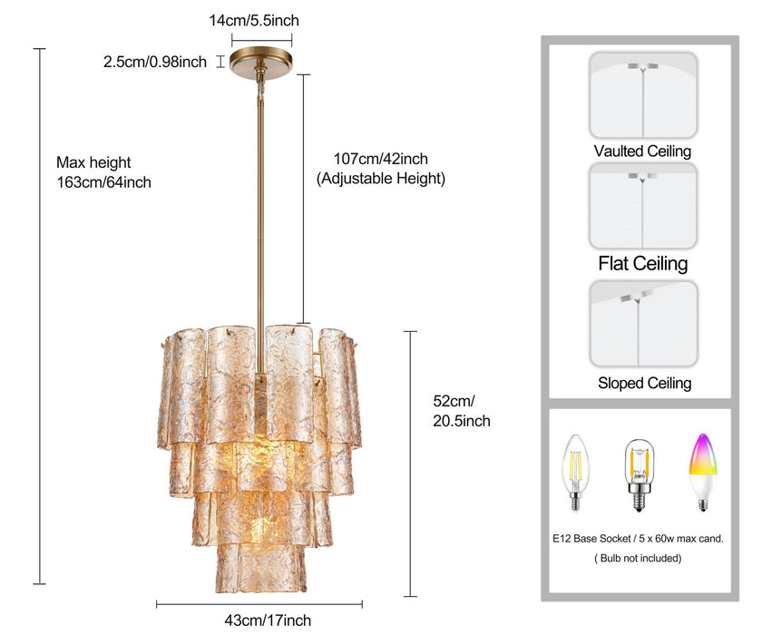 Arabela Lighting - 85261-5 - Five Light Chandelier - Fire and Ice - Lacquered Gold