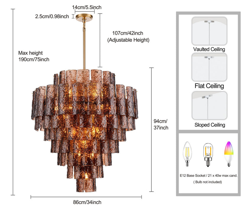 Arabela Lighting - 85363-21 - 21 Light Chandelier - Fire and Ice - Lacquered Gold