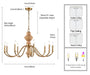Arabela Lighting - 85142-9 - Nine Light Chandelier - French Country - Natural Brass