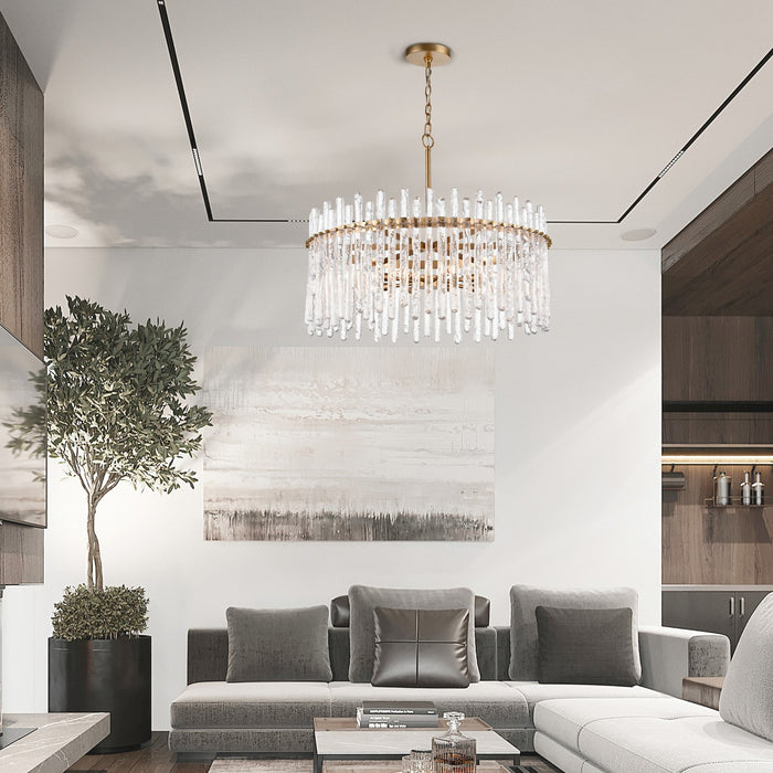 Arabela Lighting - 85101-8 - Eight Light Pendant - Icicles - Natural Brass