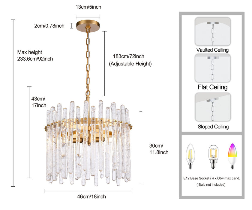 Arabela Lighting - 85103-4 - Four Light Pendant - Icicles - Natural Brass
