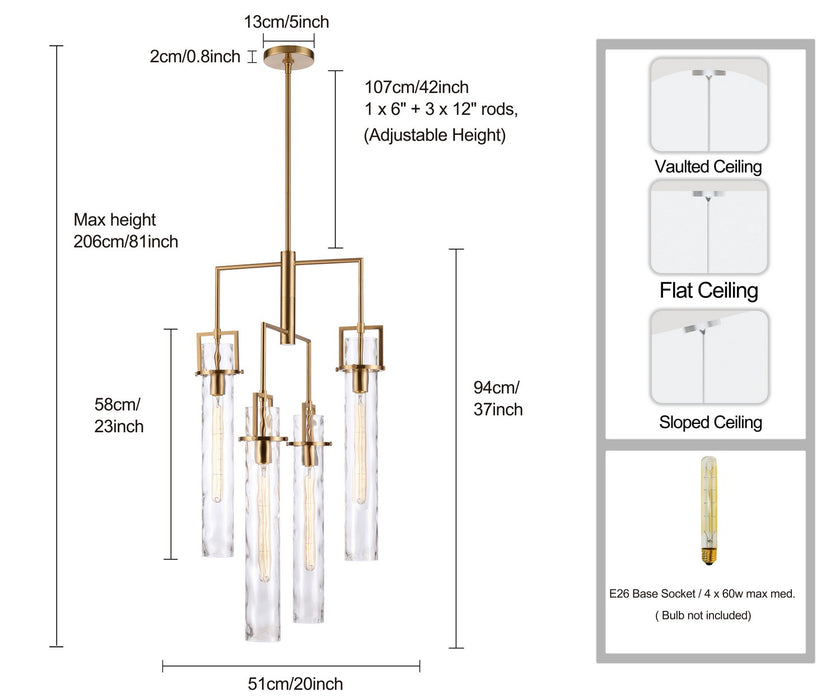 Arabela Lighting - 85241-4 - Four Light Chandelier - Jayden - Lacquered Gold
