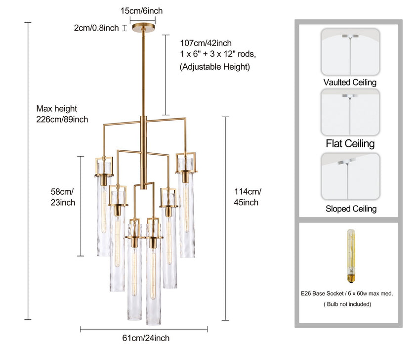 Arabela Lighting - 85242-6 - Six Light Chandelier - Jayden - Lacquered Gold