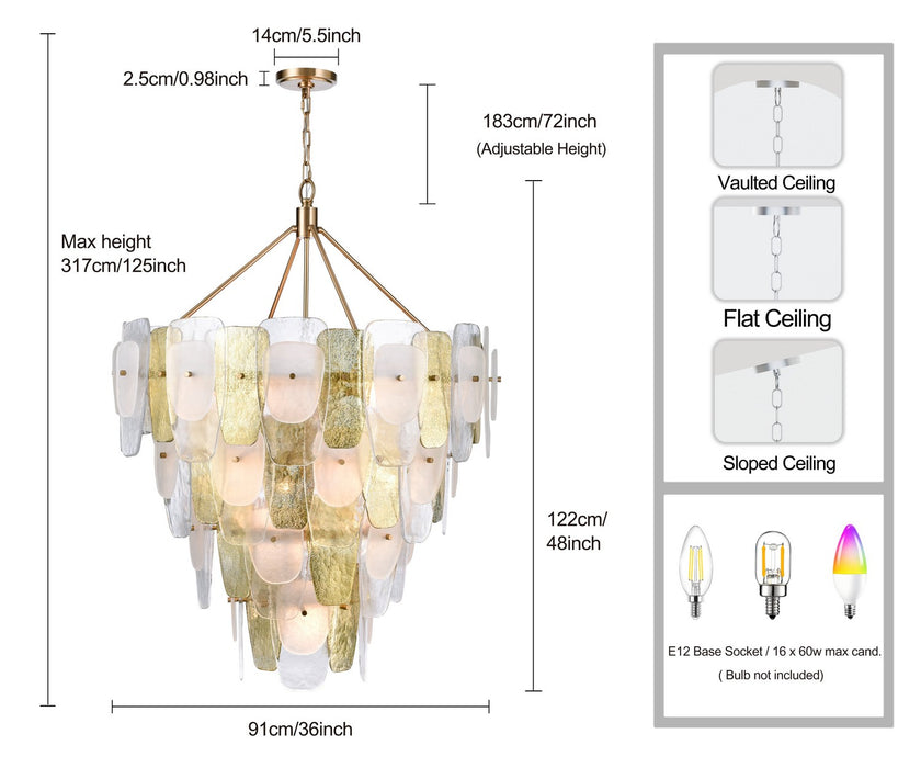 Arabela Lighting - 85202-16 - 16 Light Chandelier - Strata - Lacquered Gold