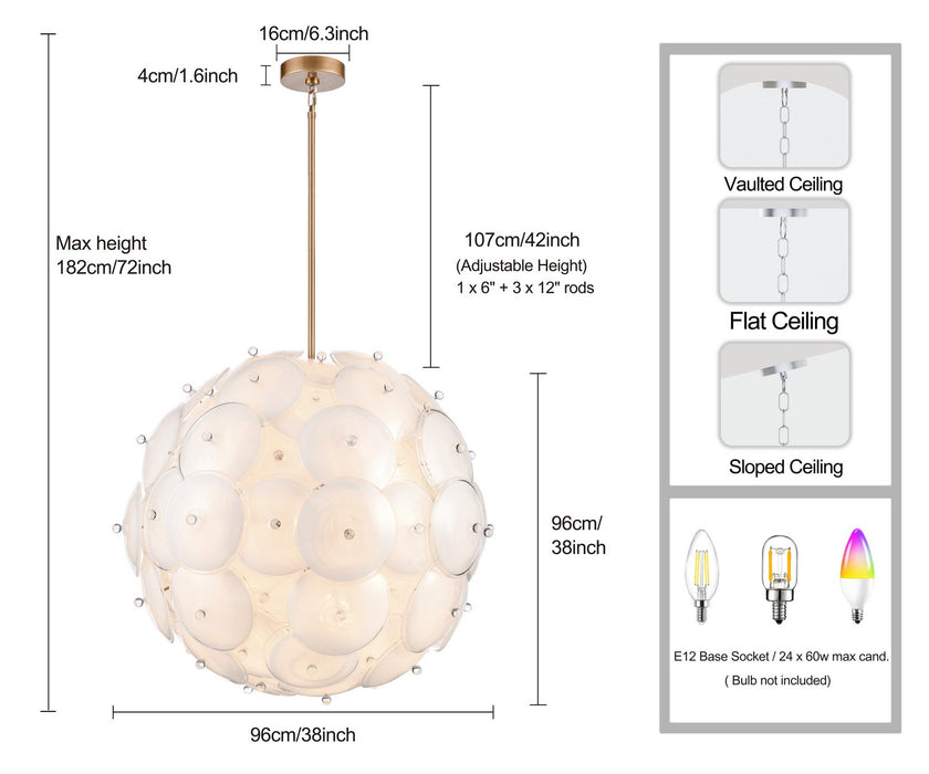 Arabela Lighting - 85121-24 - 24 Light Pendant - Tallulah - Lacquered Gold