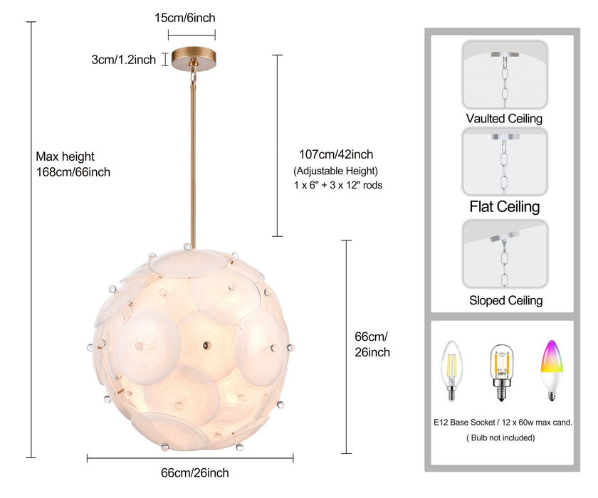 Arabela Lighting - 85122-12 - 12 Light Pendant - Tallulah - Lacquered Gold