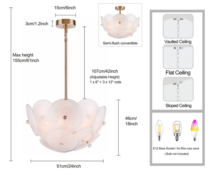Arabela Lighting - 85123-6 - Six Light Pendant - Tallulah - Lacquered Gold