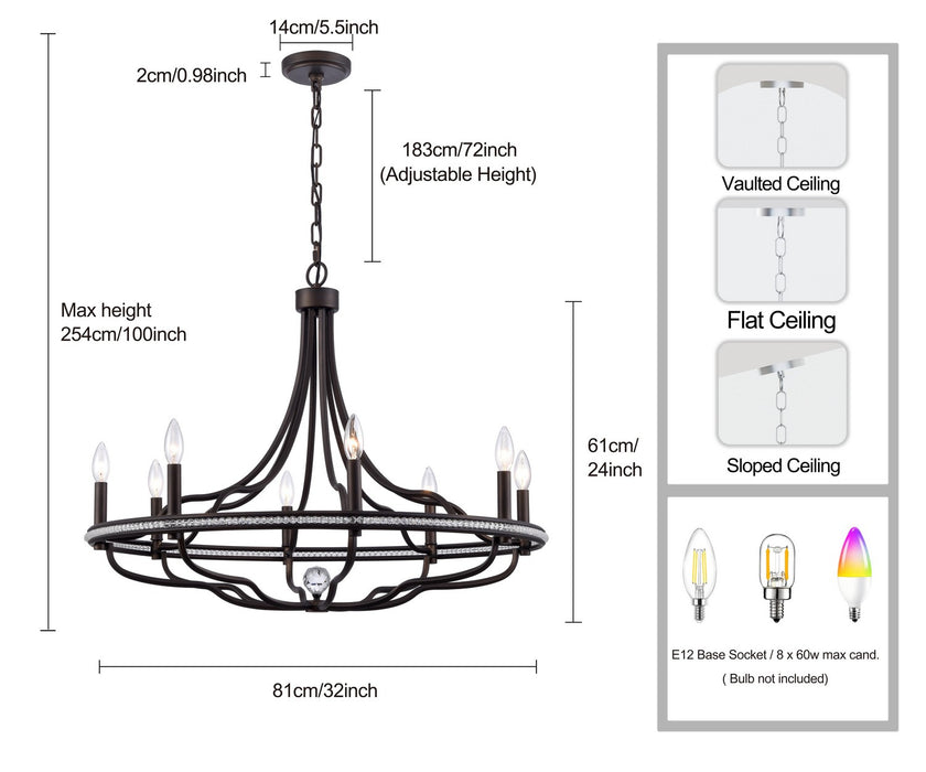 Arabela Lighting - 85152-8 - Eight Light Chandelier - Tuscan - Dark Bronze
