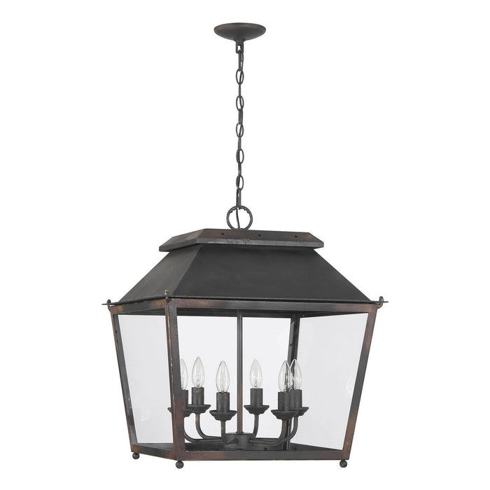 Golden - 0804-6P ABI - Six Light Pendant - Abingdon - Antique Black Iron