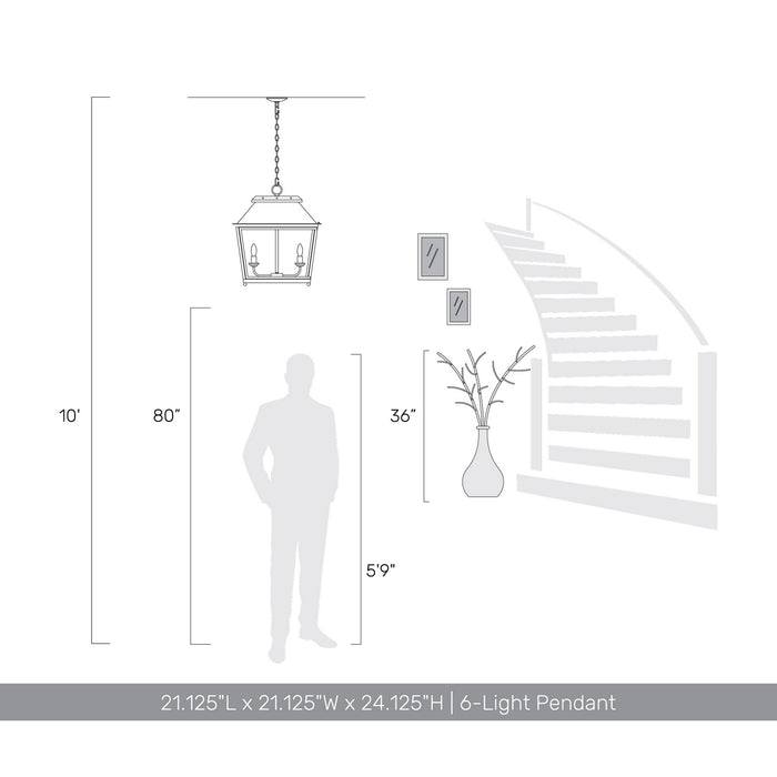 Golden - 0804-6P ABI - Six Light Pendant - Abingdon - Antique Black Iron