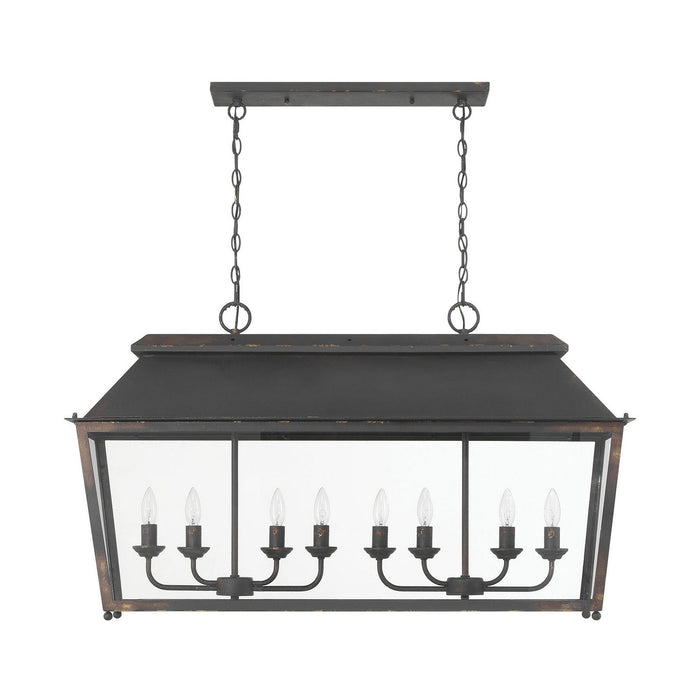 Golden - 0804-LP ABI - Eight Light Linear Pendant - Abingdon - Antique Black Iron