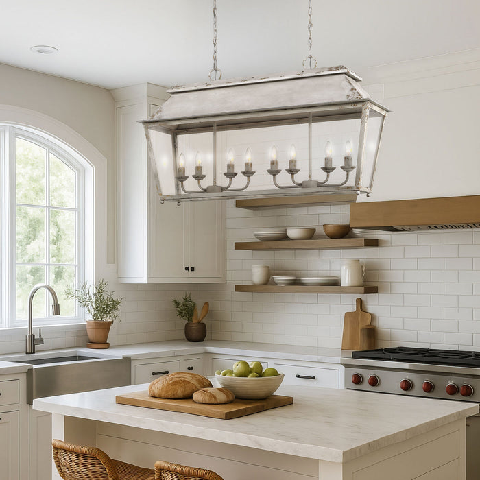 Golden - 0804-LP AI - Eight Light Linear Pendant - Abingdon - Antique Ivory