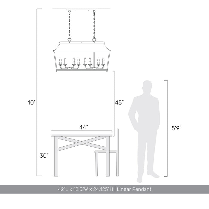 Golden - 0804-LP AI - Eight Light Linear Pendant - Abingdon - Antique Ivory