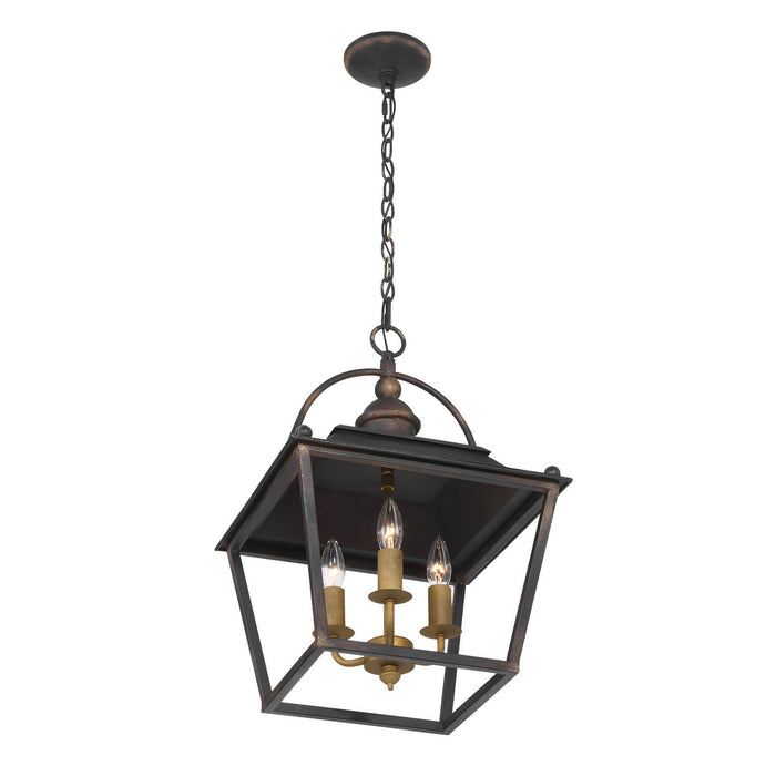 Golden - 0888-3P ABI - Three Light Pendant - Christoff - Antique Black Iron