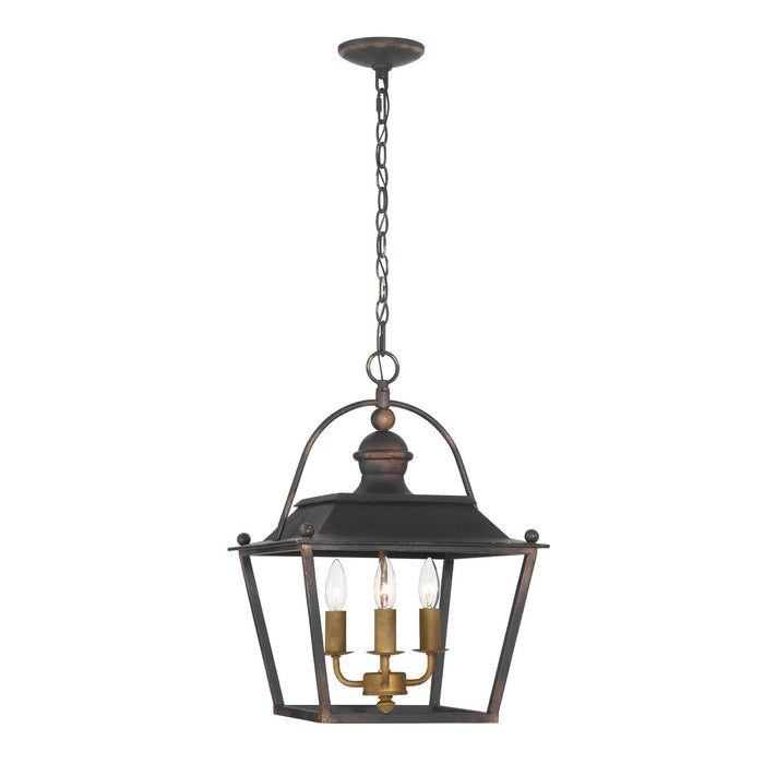 Golden - 0888-3P ABI - Three Light Pendant - Christoff - Antique Black Iron