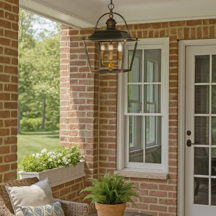 Golden - 0888-3P ABI - Three Light Pendant - Christoff - Antique Black Iron