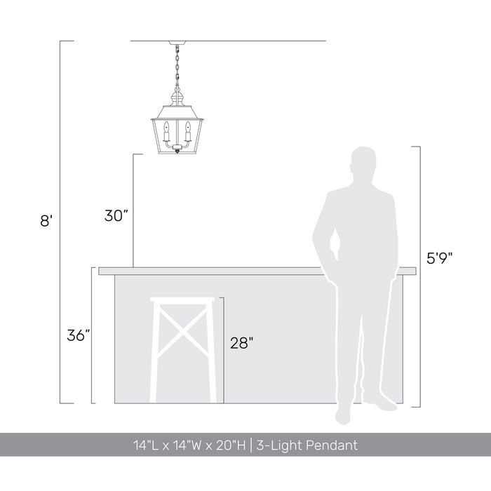 Golden - 0888-3P ABI - Three Light Pendant - Christoff - Antique Black Iron