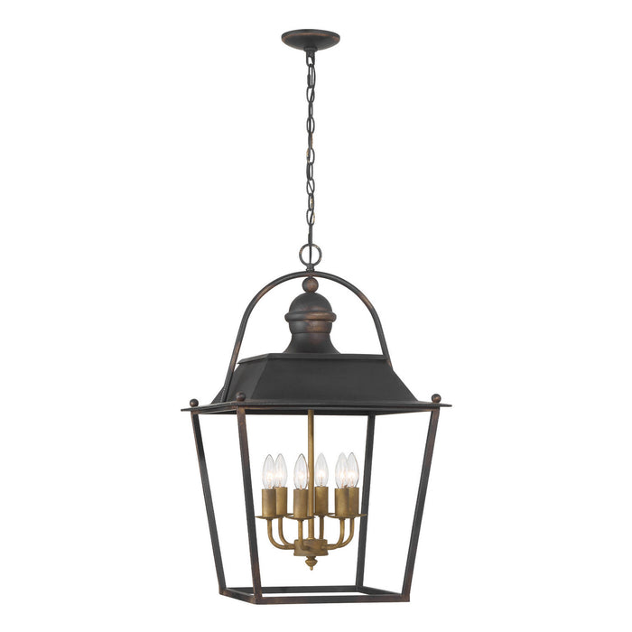 Golden - 0888-6P ABI - Six Light Pendant - Christoff - Antique Black Iron