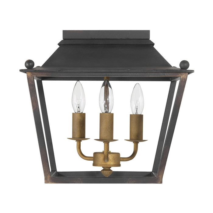 Golden - 0888-FM ABI - Three Light Flush Mount - Christoff - Antique Black Iron