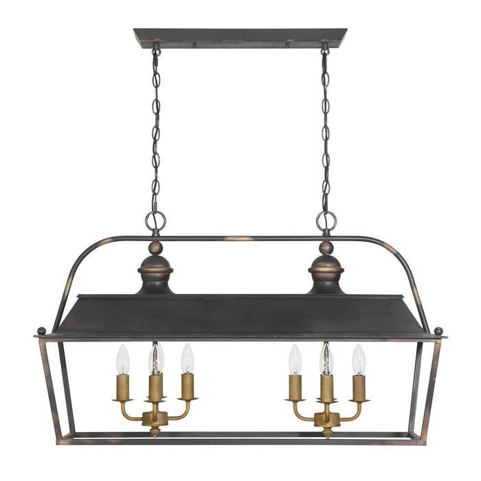 Golden - 0888-LP ABI - Eight Light Linear Pendant - Christoff - Antique Black Iron