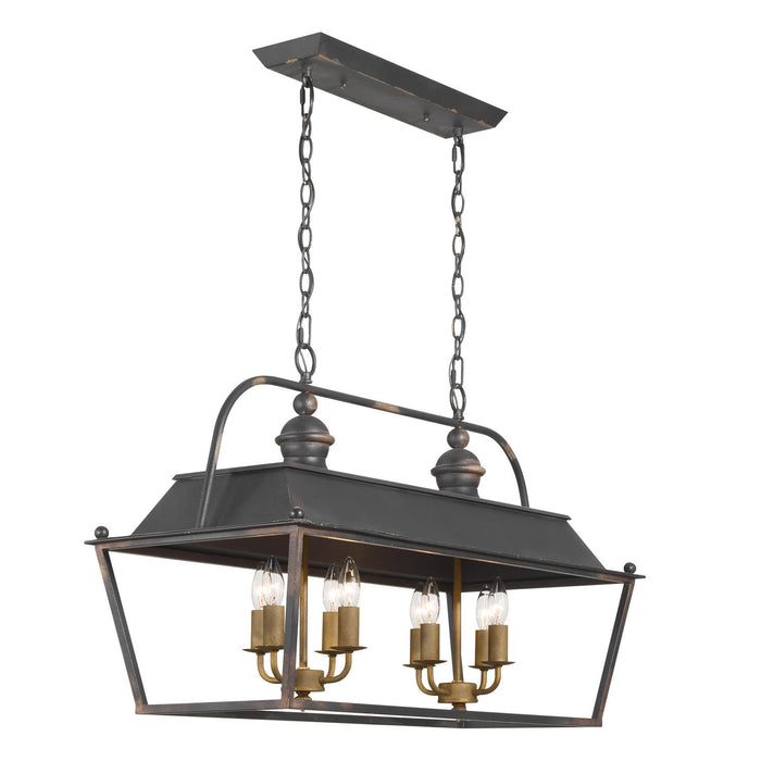 Golden - 0888-LP ABI - Eight Light Linear Pendant - Christoff - Antique Black Iron