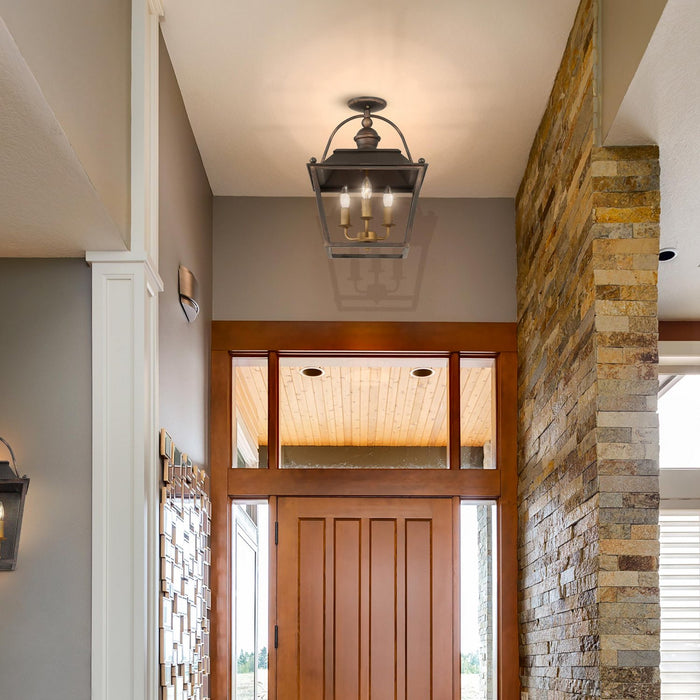 Golden - 0888-SF ABI - Three Light Semi-Flush Mount - Christoff - Antique Black Iron