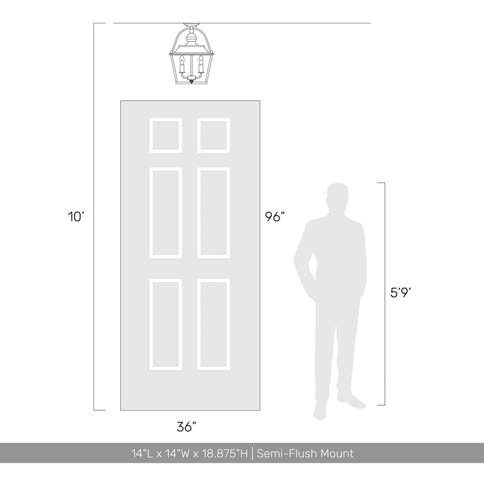 Golden - 0888-SF ABI - Three Light Semi-Flush Mount - Christoff - Antique Black Iron