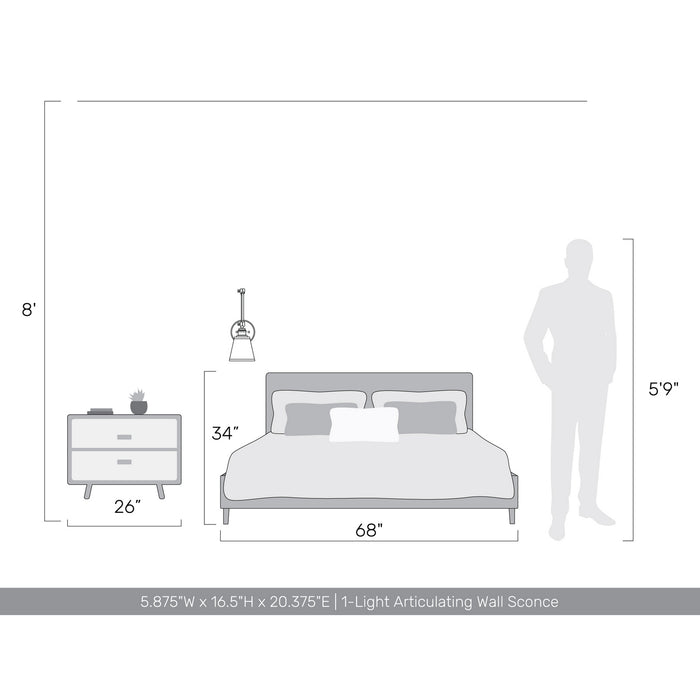Golden - 2351-A1W BLK-GRN - One Light Wall Sconce - Equinox - Matte Black