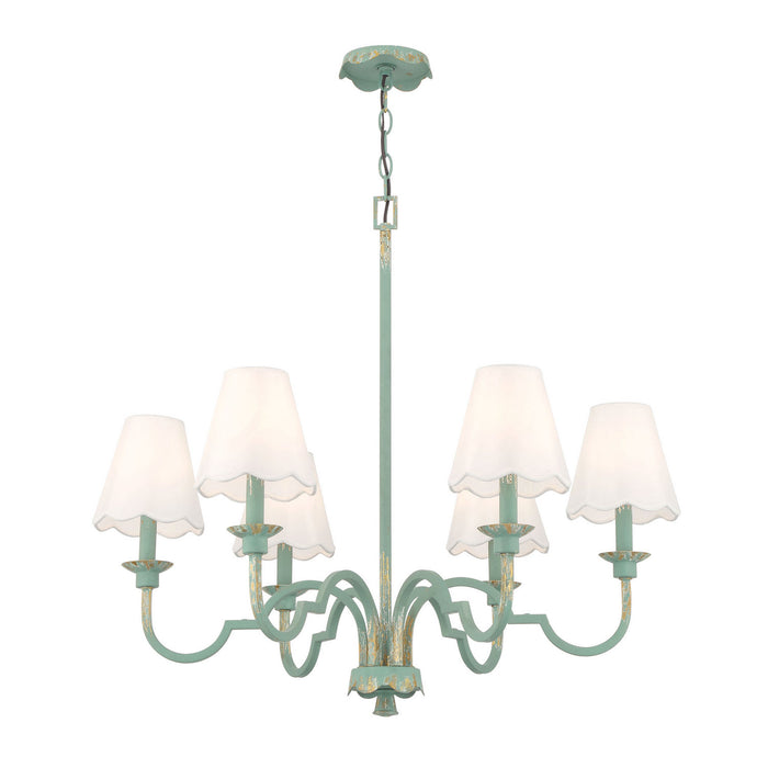 Golden - 7008-6 TEAL-WY - Six Light Chandelier - Cheshire - Antique Teal