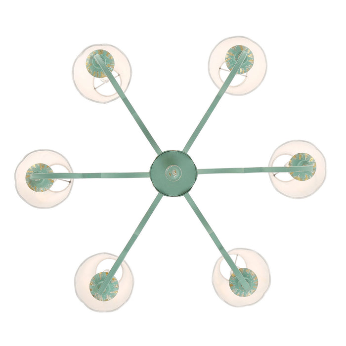 Golden - 7008-6 TEAL-WY - Six Light Chandelier - Cheshire - Antique Teal