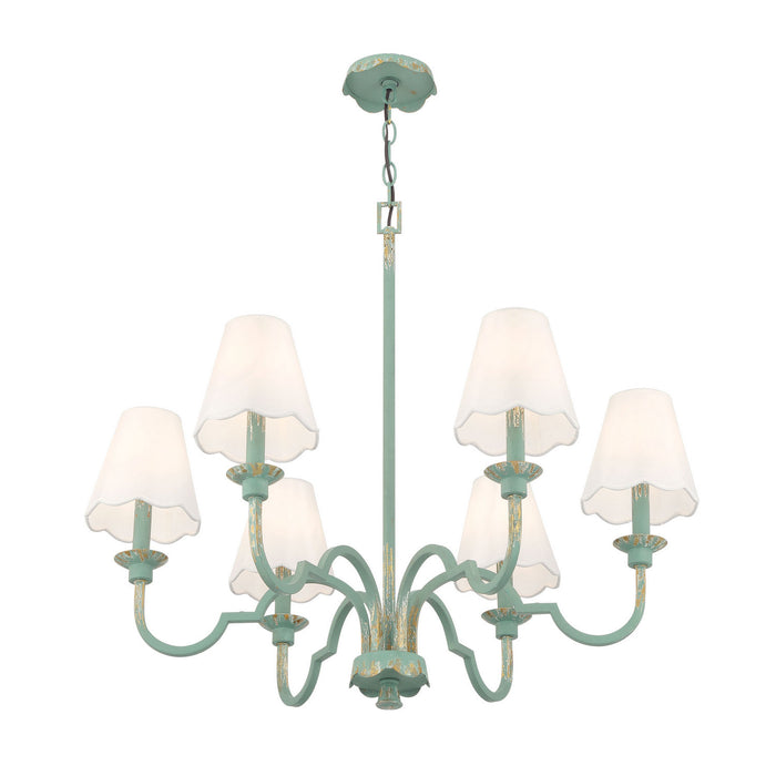 Golden - 7008-6 TEAL-WY - Six Light Chandelier - Cheshire - Antique Teal
