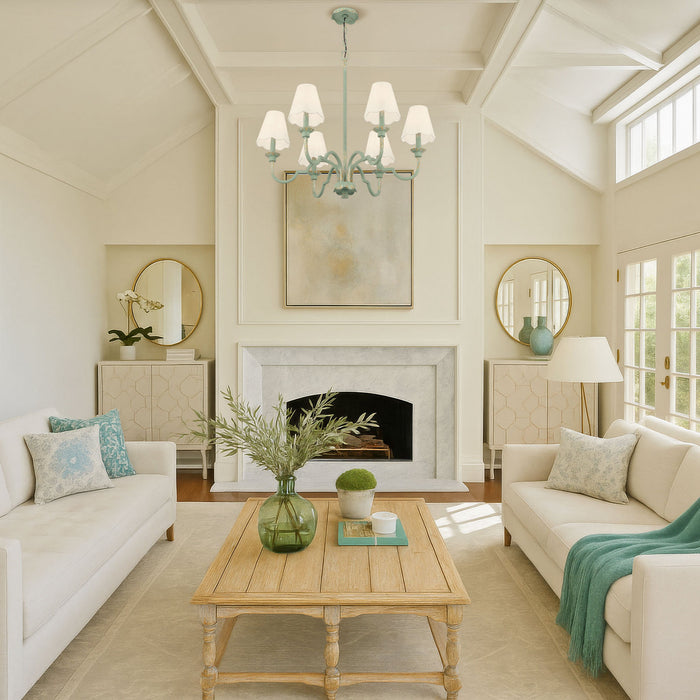 Golden - 7008-6 TEAL-WY - Six Light Chandelier - Cheshire - Antique Teal