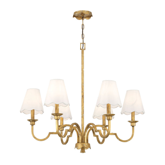 Golden - 7008-6 VG-WY - Six Light Chandelier - Cheshire - Vintage Gold