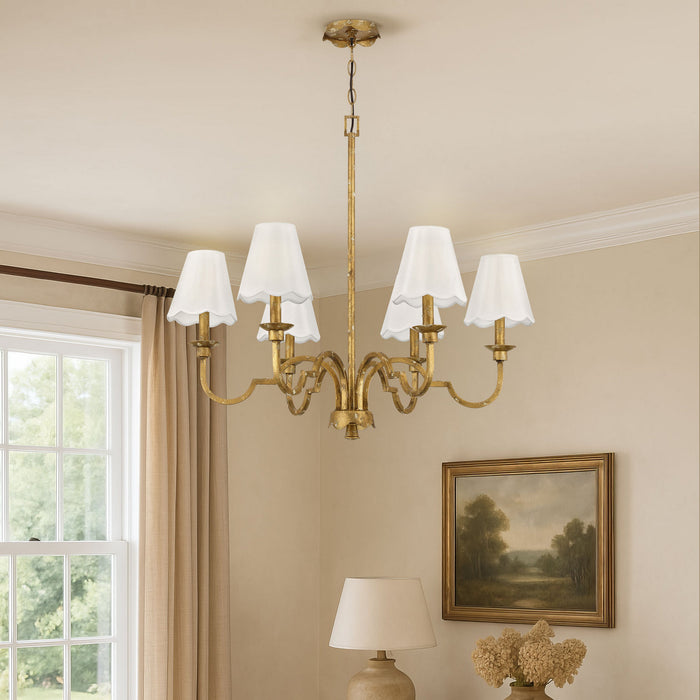 Golden - 7008-6 VG-WY - Six Light Chandelier - Cheshire - Vintage Gold