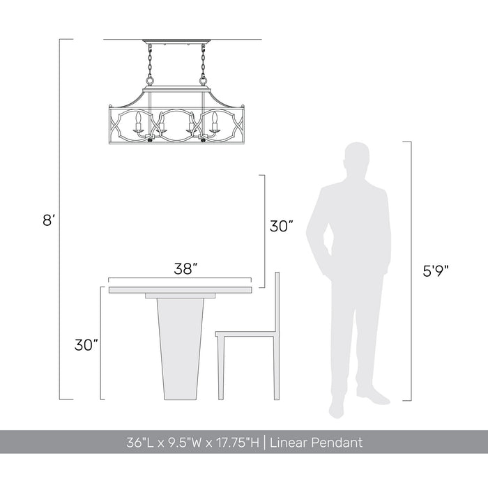 Golden - 0885-LP AI - Six Light Linear Pendant - Laurent - Antique Ivory