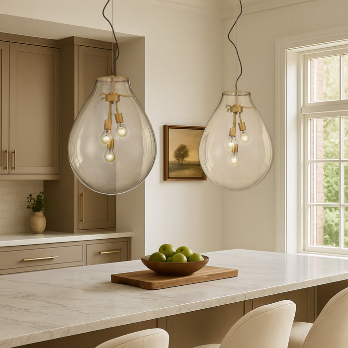 Golden - 2088-20P BCB-CLR - Three Light Pendant - Drop - Brushed Champagne Brass