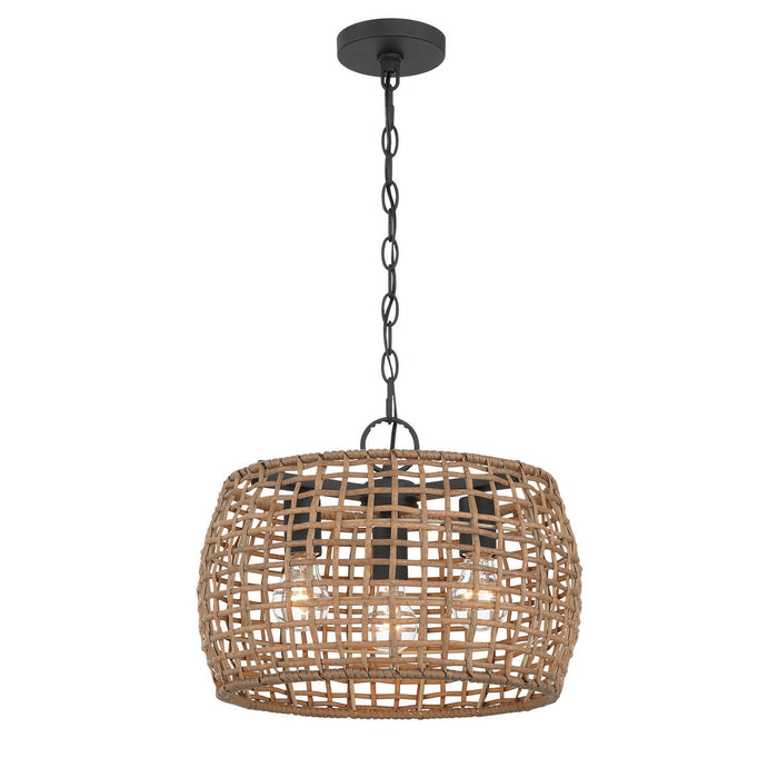 Golden - 3000-3P NB-MAW - Three Light Pendant - Weavelight - Natural Black