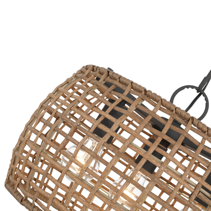 Golden - 3000-3P NB-MAW - Three Light Pendant - Weavelight - Natural Black