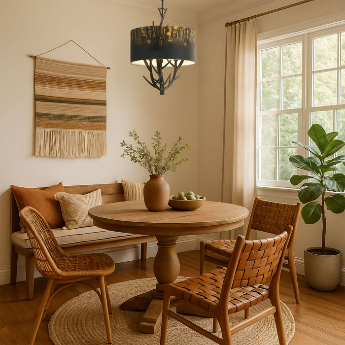 Golden - 4500-3P ABI - Three Light Pendant - Arboreal - Antique Black Iron