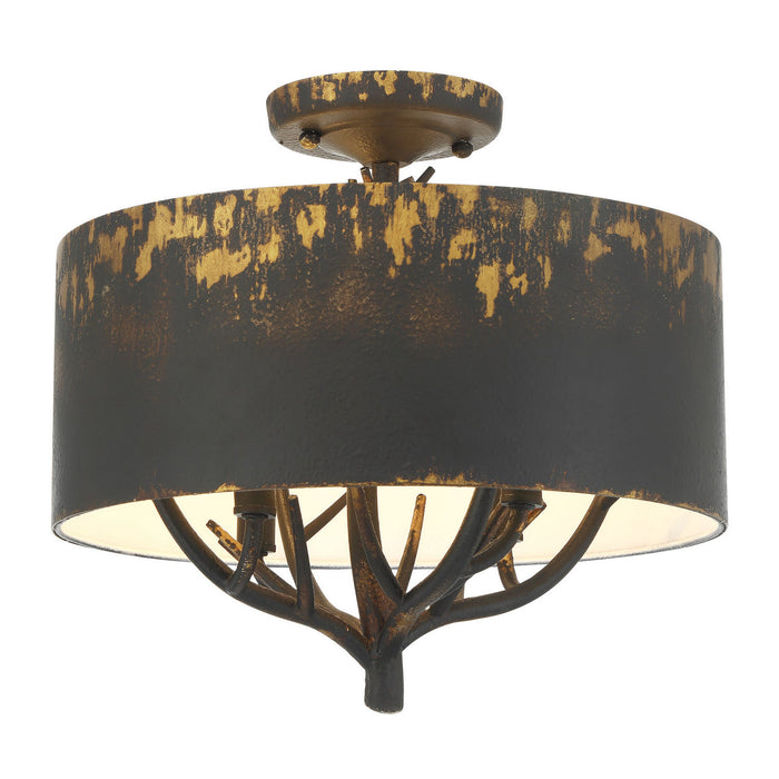 Golden - 4500-4SF ABI - Four Light Semi-Flush Mount - Arboreal - Antique Black Iron