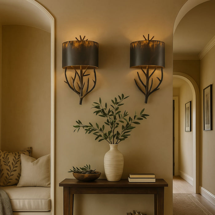 Golden - 4500-WSC ABI - Two Light Wall Sconce - Arboreal - Antique Black Iron