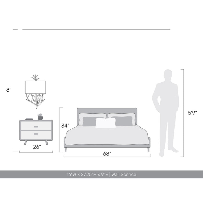 Golden - 4500-WSC ABI - Two Light Wall Sconce - Arboreal - Antique Black Iron