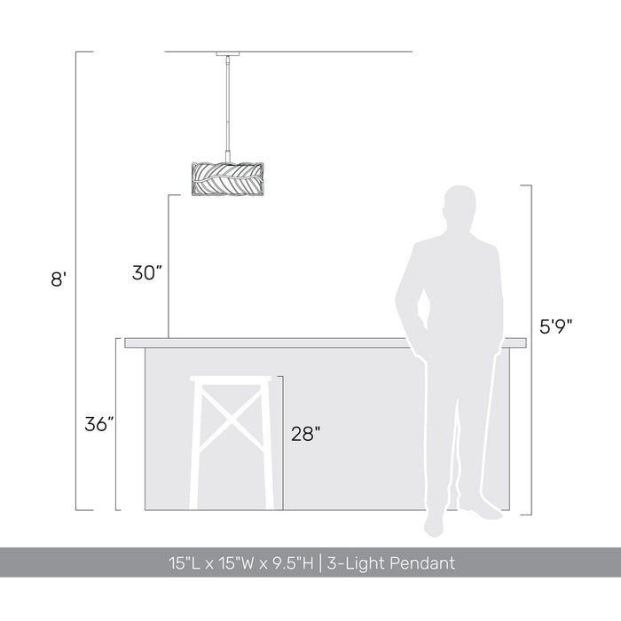 Golden - 4501-3P ABI - Three Light Pendant - Simbolo - Antique Black Iron