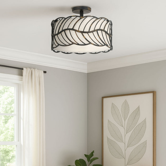 Golden - 4501-3SF ABI - Three Light Semi-Flush Mount - Simbolo - Antique Black Iron