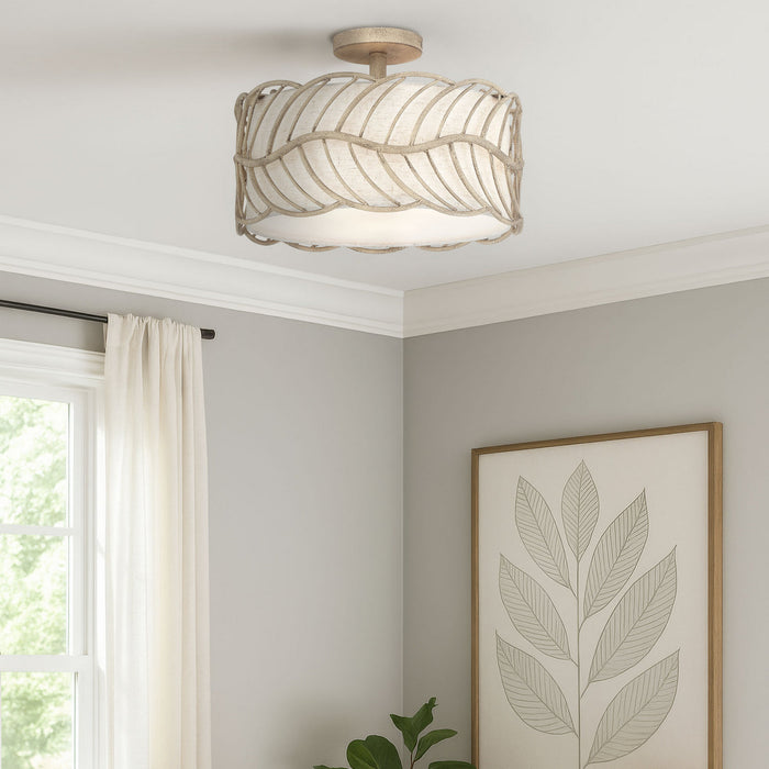 Golden - 4501-3SF AM - Three Light Semi-Flush Mount - Simbolo - Almond