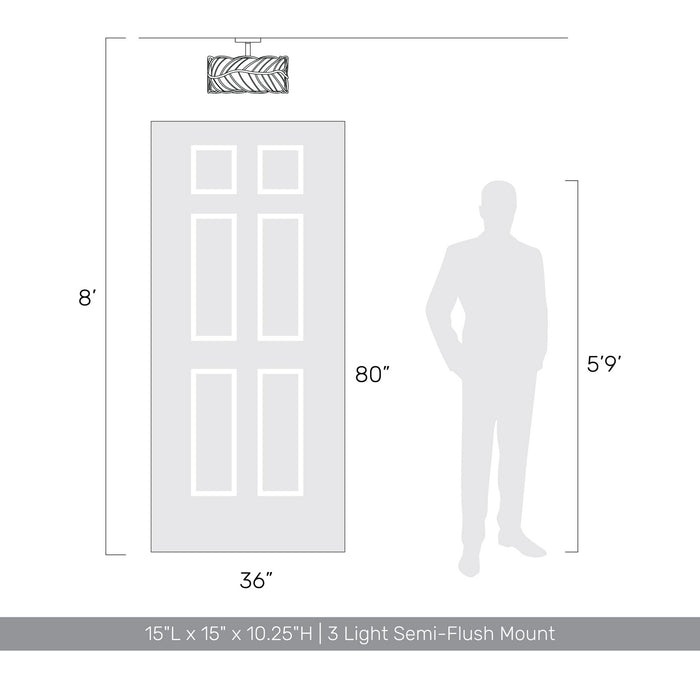 Golden - 4501-3SF AM - Three Light Semi-Flush Mount - Simbolo - Almond